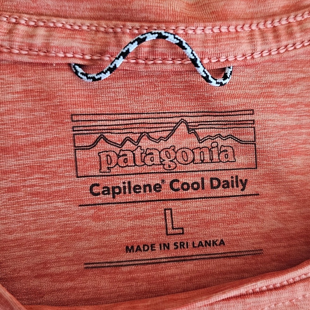 Patagonia Capilene Cool Daily Womens Large Orange Heather Graphic T-Shirt - Picture 3 of 4